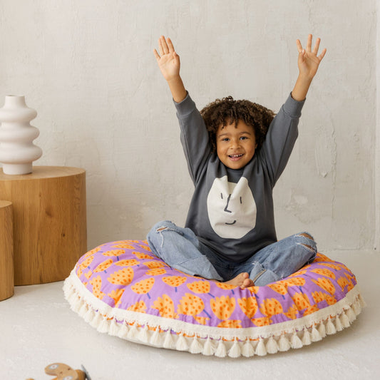 MINICAMP Large Kids Floor Cushion in Vibrant Tulip Pattern