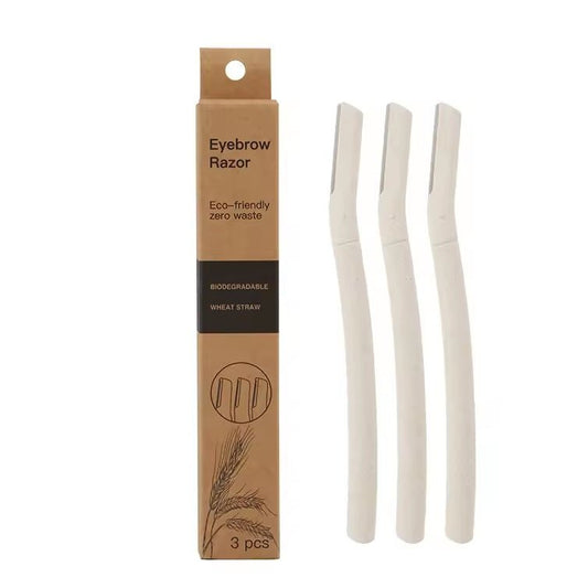 Biodegradable Eco Friendly Eyebrow Razors - Wheat Straw Razor Blades, 3 Pack