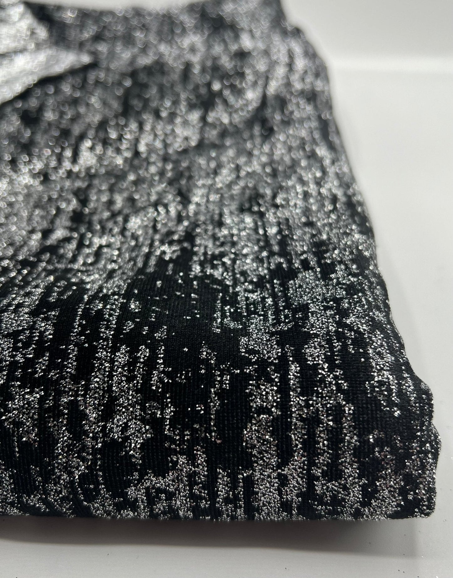Black All Over Glitter Velour Spandex Stretch Fabric