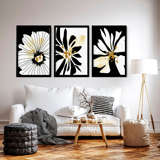 Black and white prints set of 3 | framed wall art prints