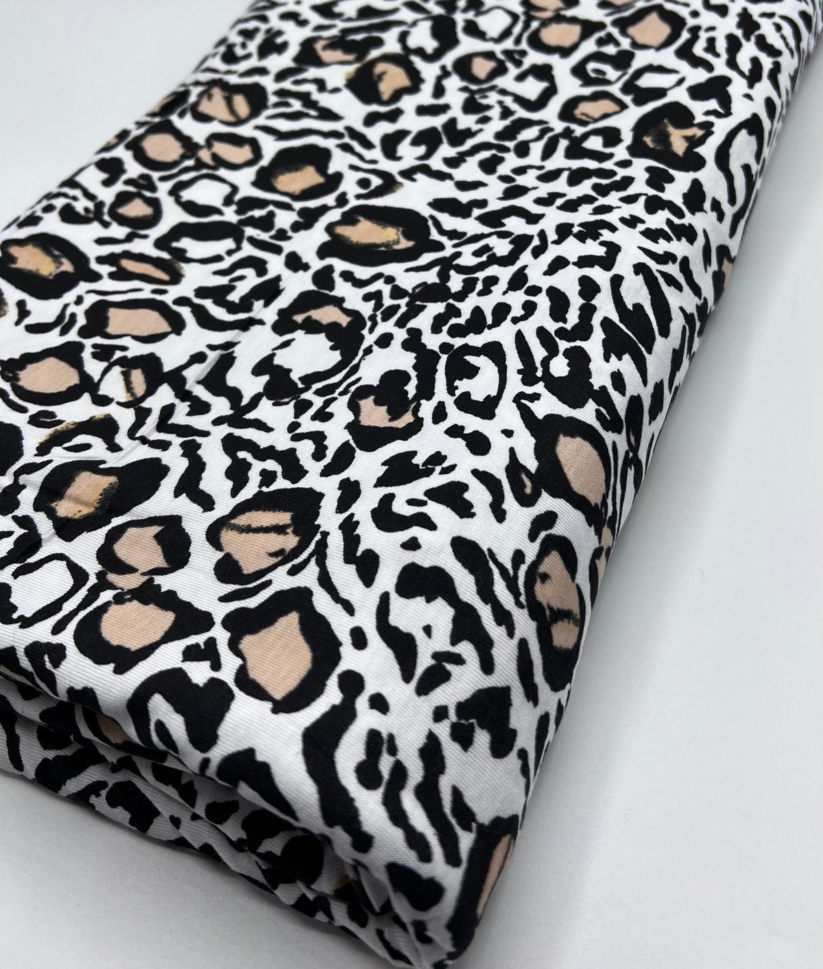 Black Beige Animal Print Viscose Elastane Fabric