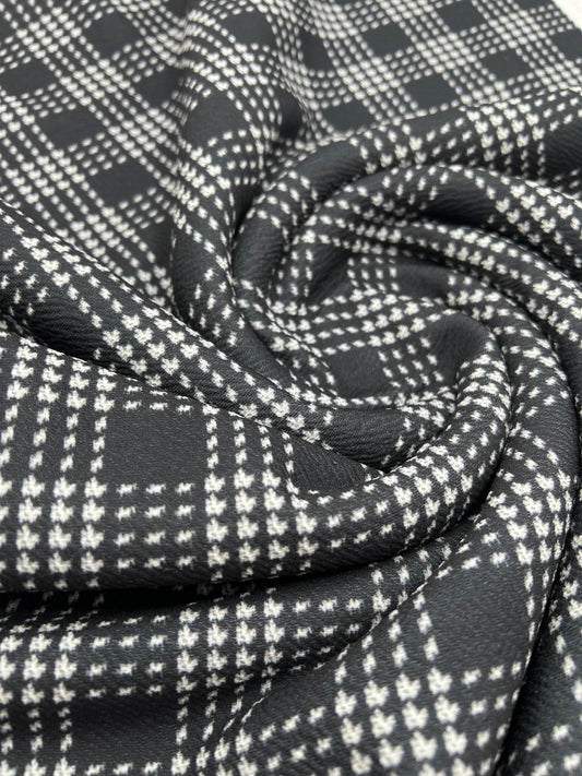 Black Check Print Liverpool Bullet Stretch Fabric