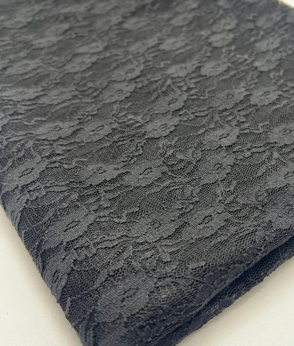 Black Ditsy Floral Lace Fabric Stretch