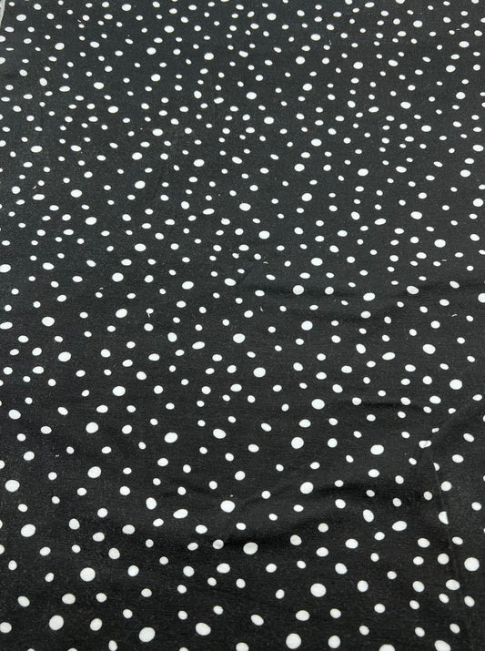 Black Dots Cotton Stretch Jersey 200 GSM 95/5 Lycra 4 Way Stretch
