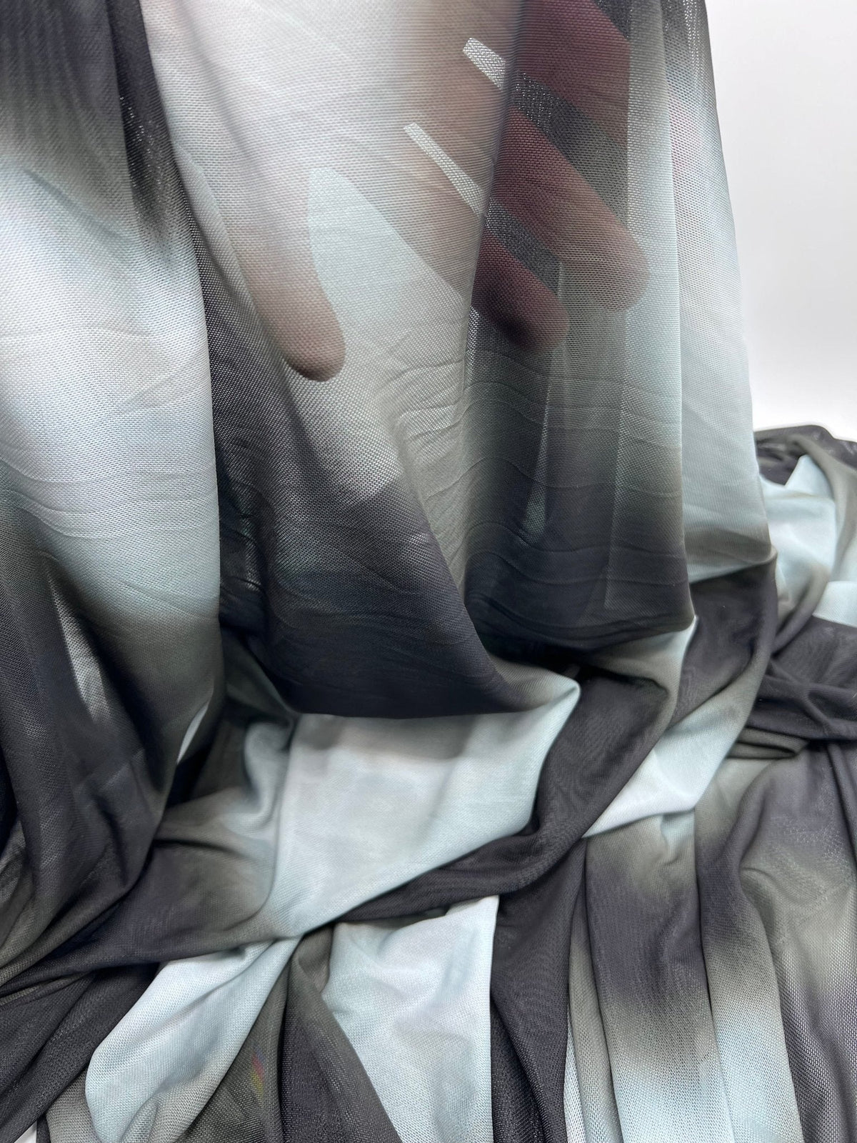 Black Grey Mix Mesh Fabric Stretch