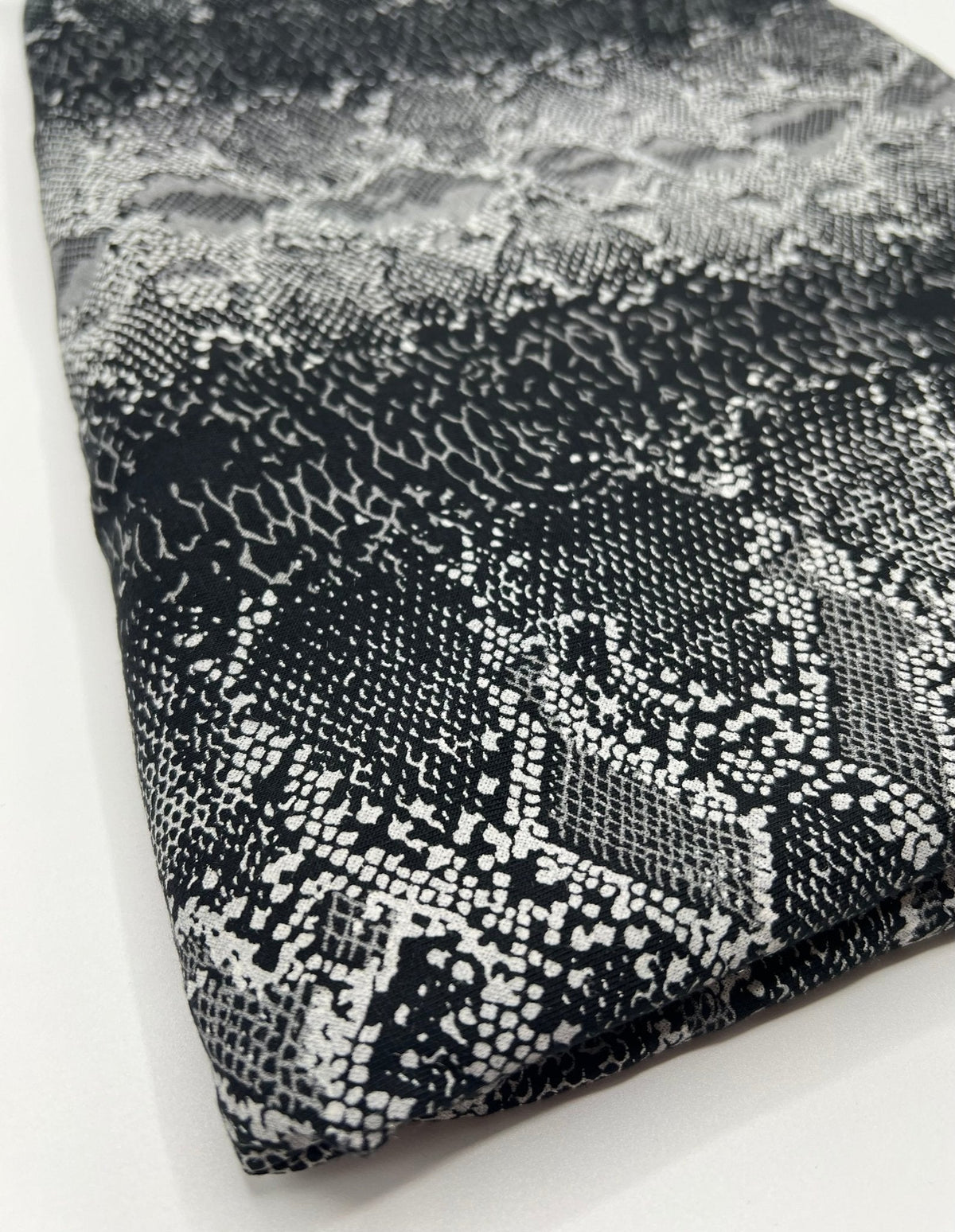 Black Grey Snake Print Viscose Elastane Fabric