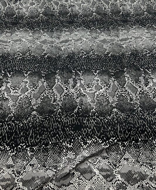 Black Grey Snake Print Viscose Elastane Fabric