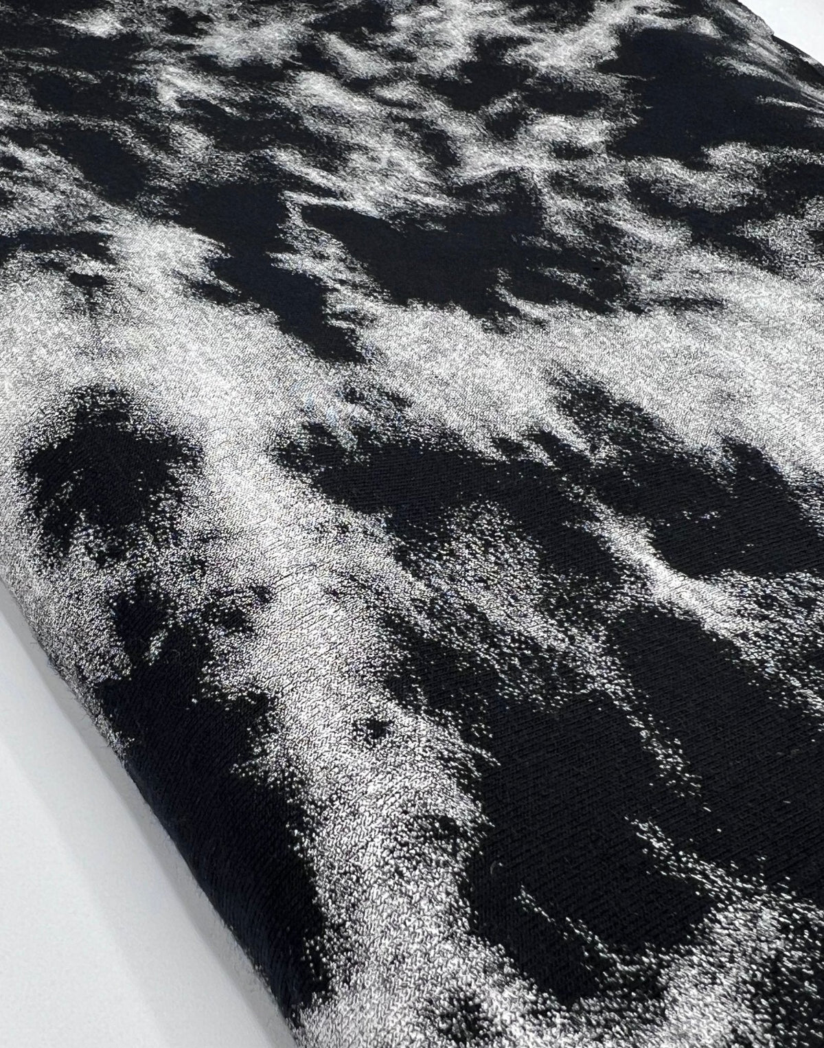 Black Large Grey Tie Dye Print Viscose Elastane Fabric