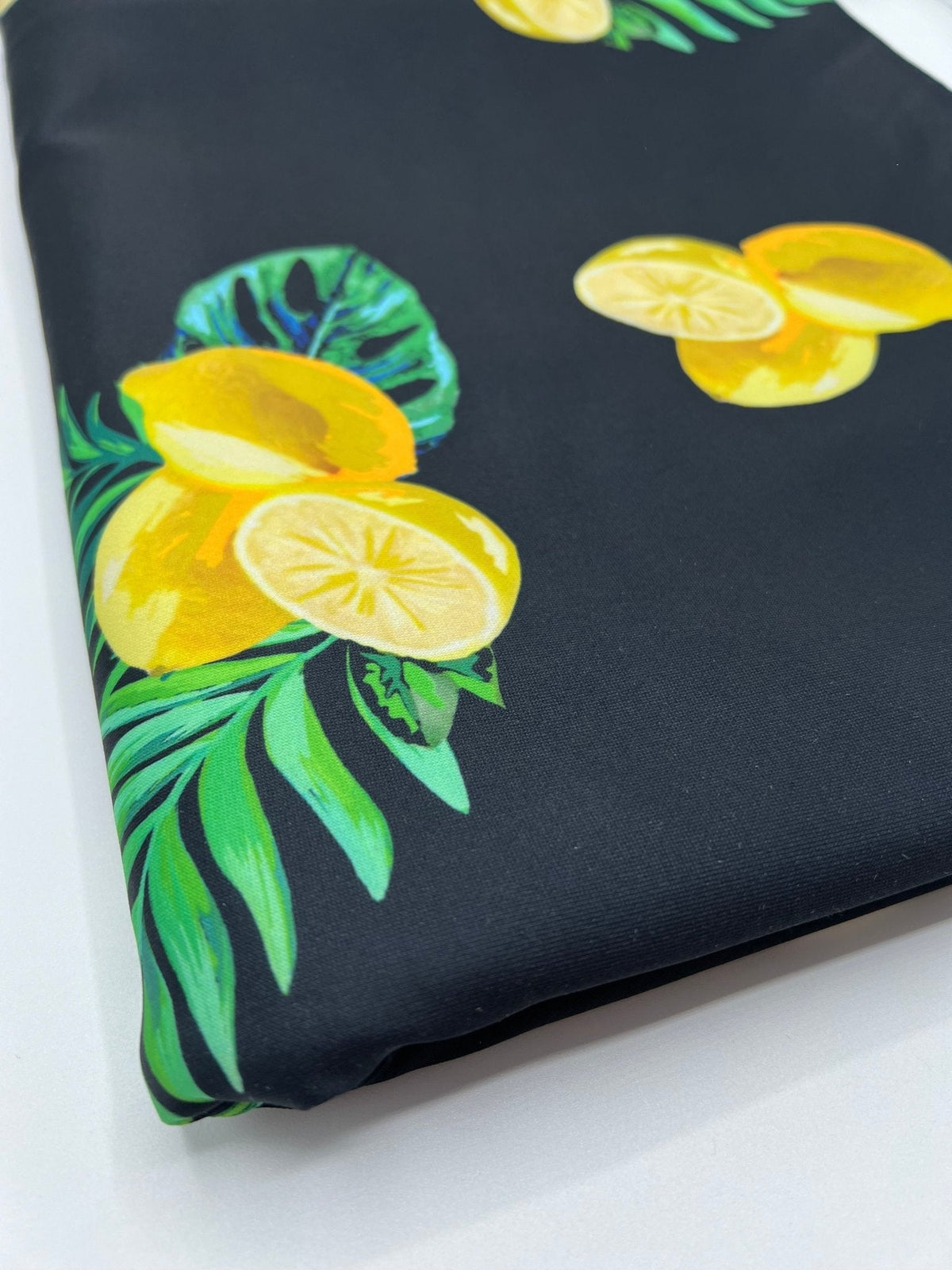 Black Lemon Plain Scuba Fabric