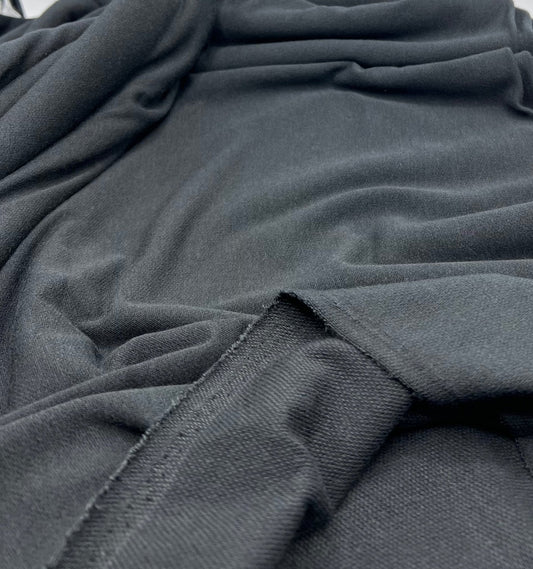 Black Lightweight Stretch French Terry Loopback Fabric