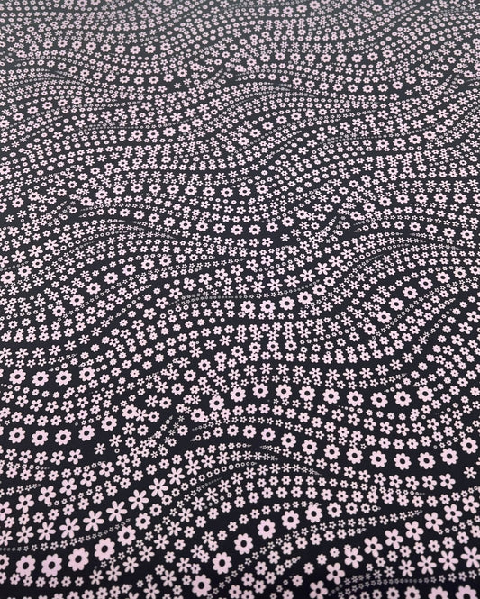 Black Lilac Floral Non Stretch Woven Fabric