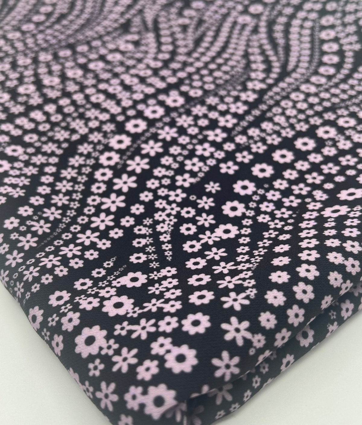 Black Lilac Floral Non Stretch Woven Fabric