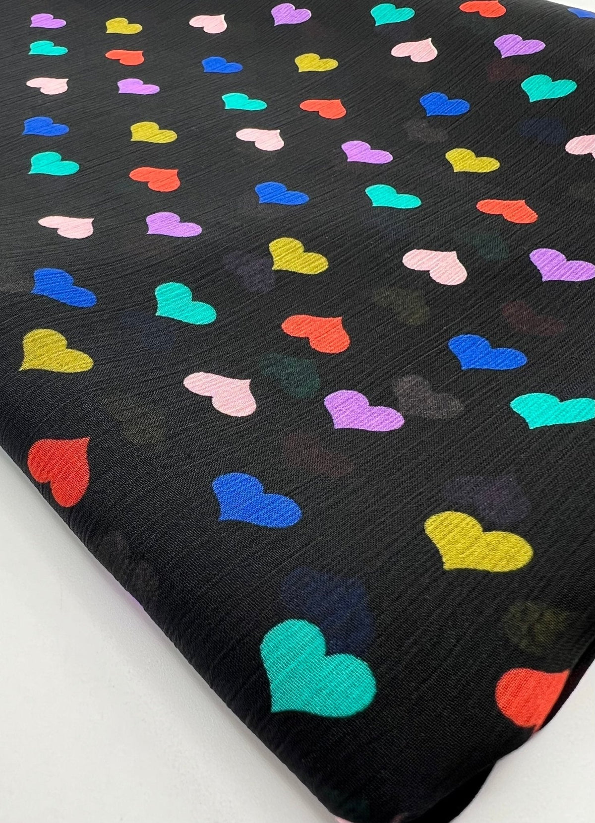 Black Love Heart Printed Chiffon Dress Fabric