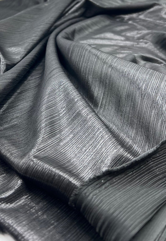 Black Metallic Foil Rib Fabric