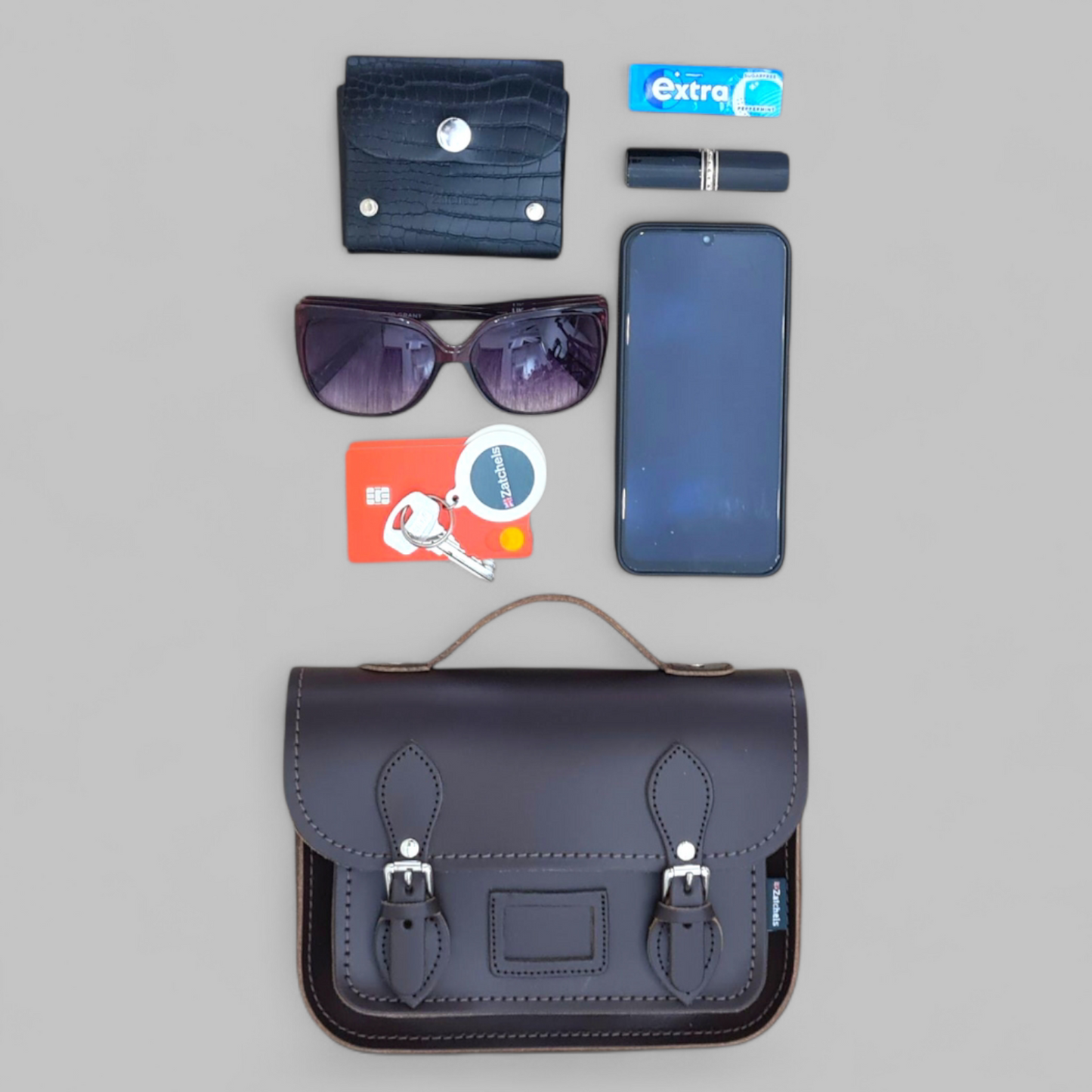 Leather Midi Satchel - Teal