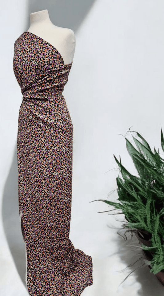 Black Multi Ditsy Lightweight Non Stretch Woven Fabric