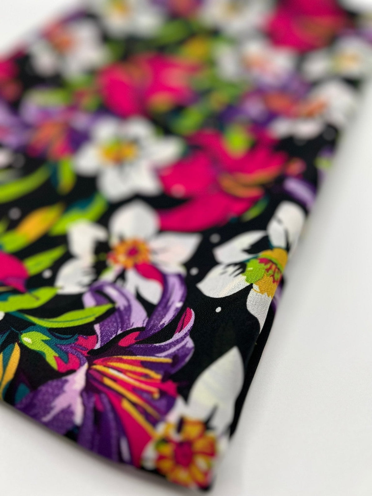 Black Muti Colour Floral Printed Chiffon Dress Fabric