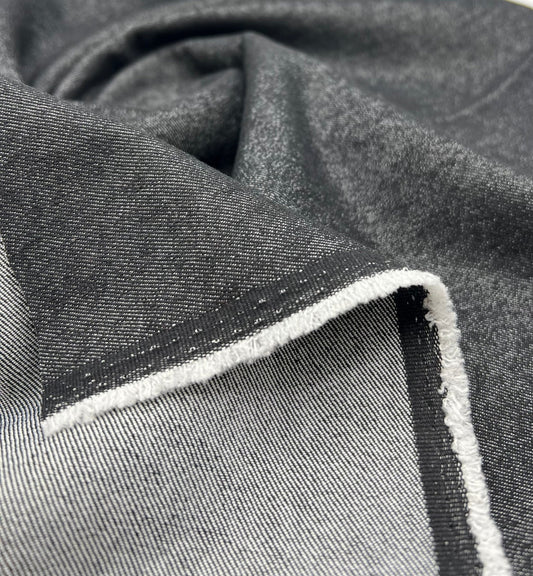 Black Plain Washed Stretch Denim 280GSM