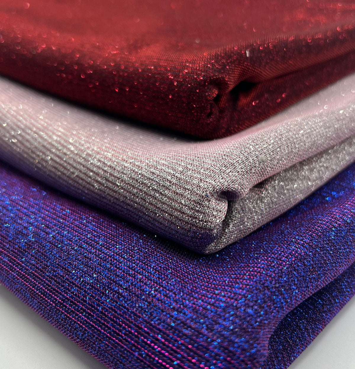 Black Red Glitter Detail Sparkle Metallic Stretch Knit Fabric
