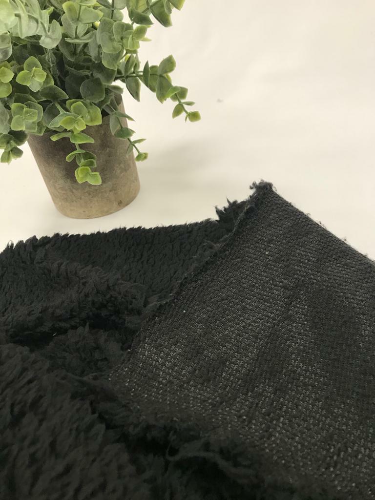 Black Sherpa Fleece Fluffy Borg Faux Fur Fabric 60"