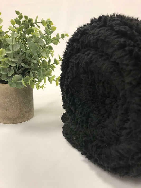 Black Sherpa Fleece Fluffy Borg Faux Fur Fabric 60"