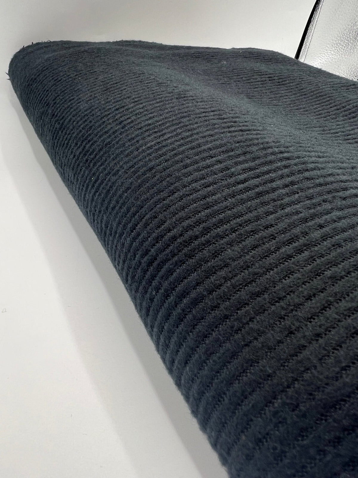 Black Soft Brushed Cosy Wide Rib Stretch Fabric