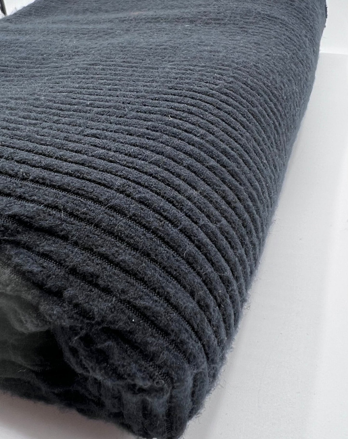 Black Soft Light Brushed Cosy Wide Rib Stretch Fabric
