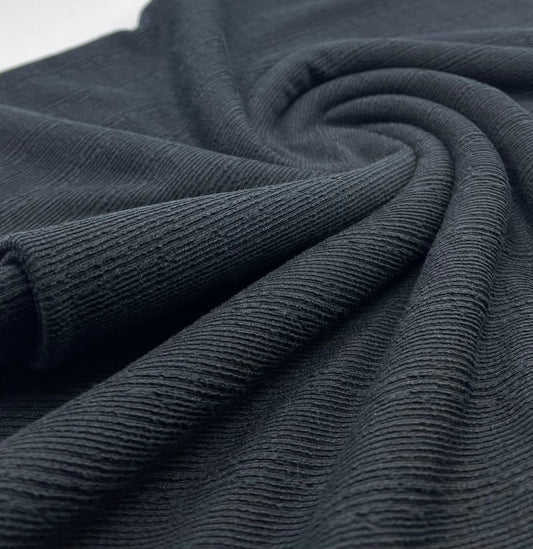 Black Soft Striped Textured Stretch Fabric