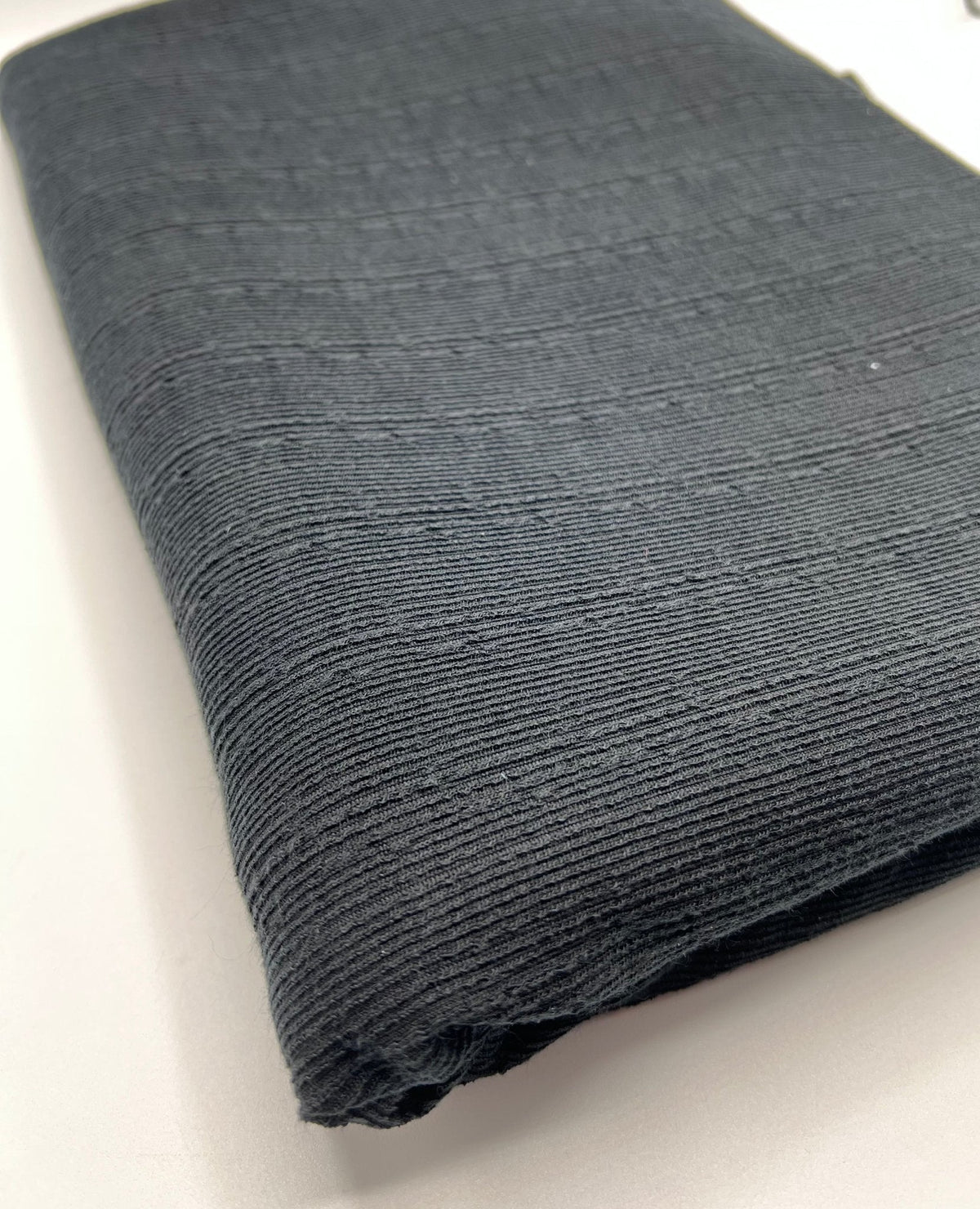 Black Soft Striped Textured Stretch Fabric