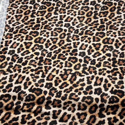 Black Tan Animal Print Spun Poly Stretch Fabric