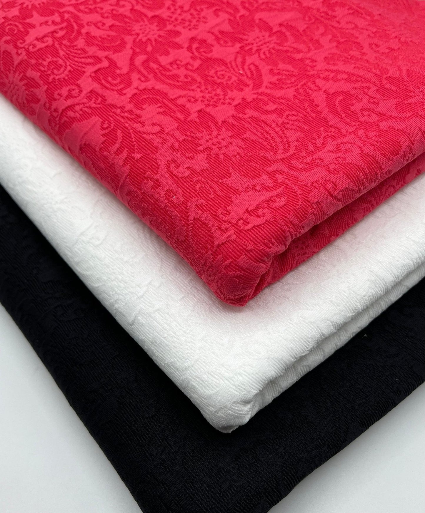 Black Textured Jacquard 2 Way Stretch Fabric