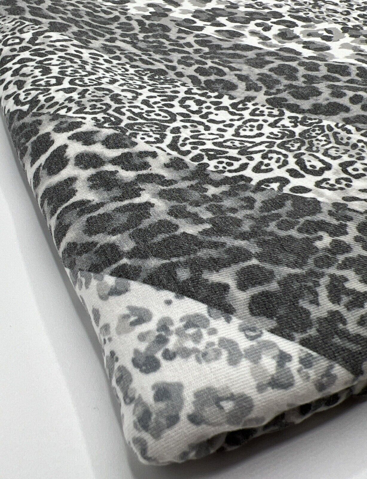 Black & White Animal Diagonal Print Viscose Elastane Fabric
