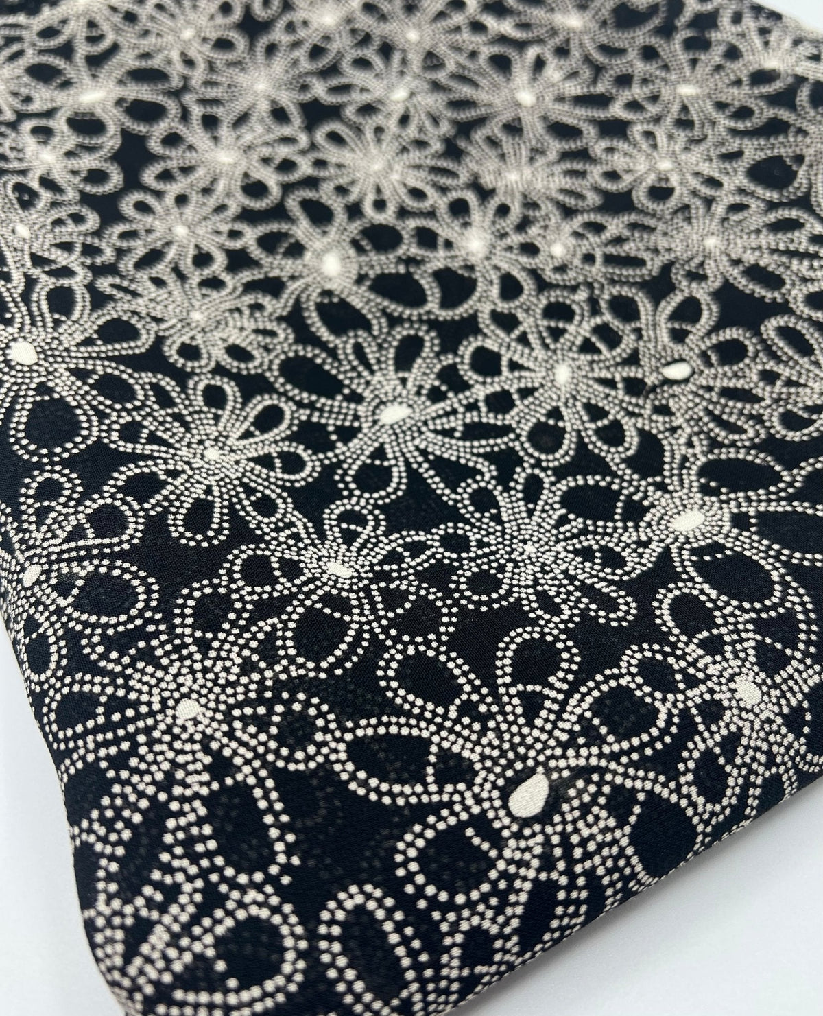 Black White Flower Printed Chiffon Dress Fabric