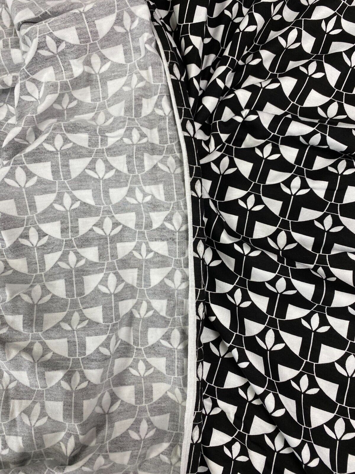Black & White Geo Print Viscose Elastane Fabric