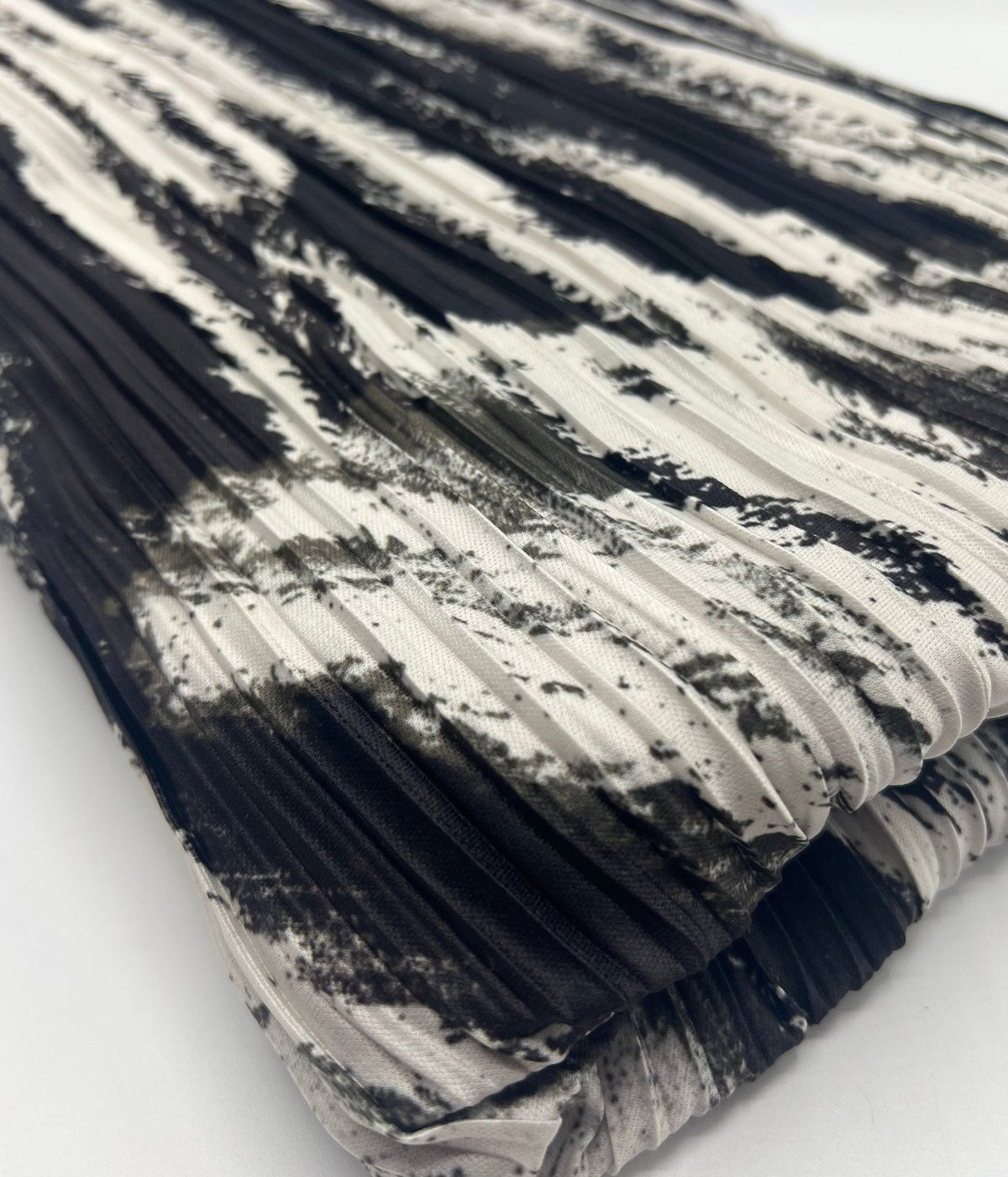 Black White Mix Plisse Pleated Stretch Fabric