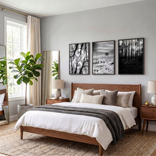 Black White Photography Prints | Winter Nature Landscape Wall Art Prints | Set of 3
