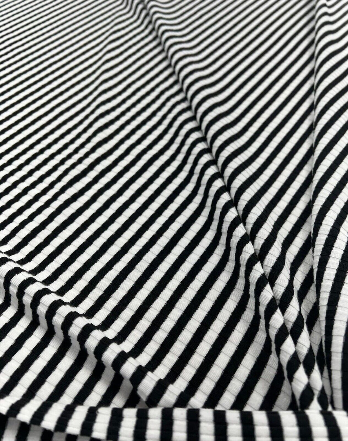 Black White Stripe 8x4 Wide Rib Stretch Fabric