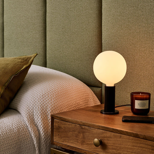 Knuckle Table Lamp in Blackened Oak + Sphere IV Set