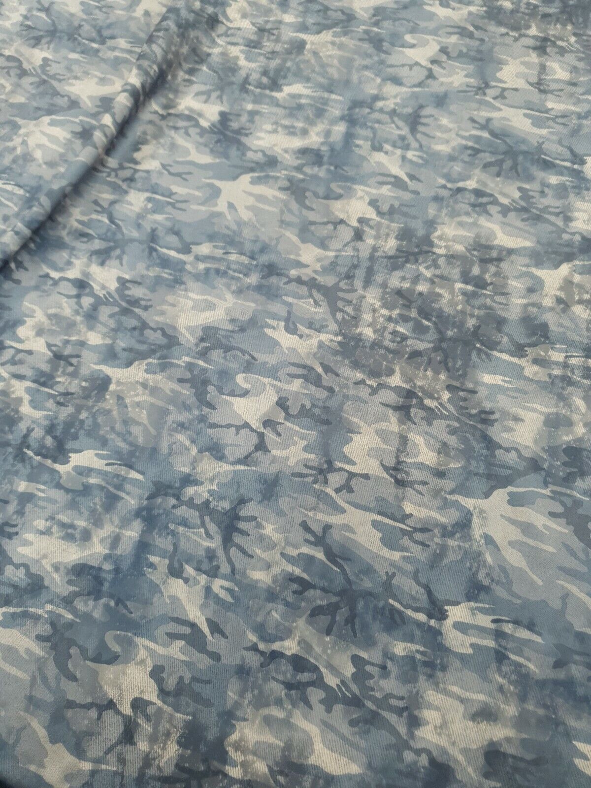 Blue Camo Printed Plain Scuba 4 Way Stretch Jersey Fabric