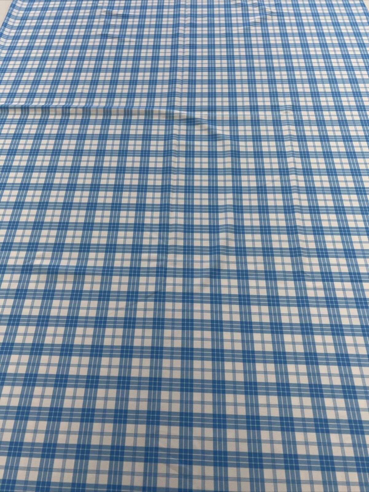 Blue Check Printed Scuba Crepe Jersey Fabric 4 Way Stretch