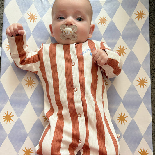 Anti-Roll Wedge Baby Changing Mat - Blue Harlequin