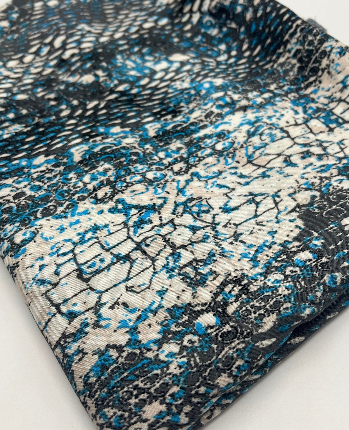 Blue Snake Mix 100% Viscose Non Stretch Fabric