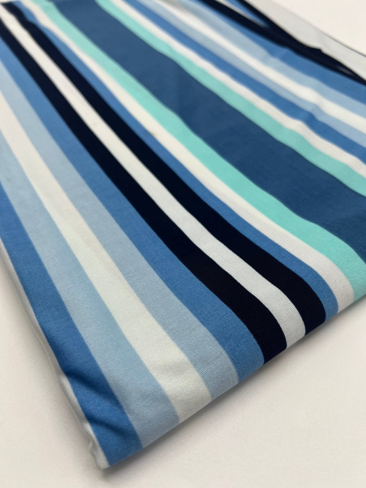 Blue Stripe Print Soft Touch 4 Way Stretch Fabric