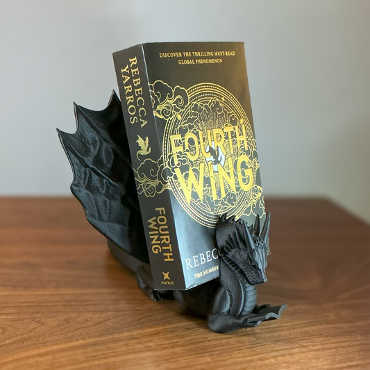 Book Wyrm Dragon Tablet or Book Holder | 3D Printed Fantasy Shelf Decor