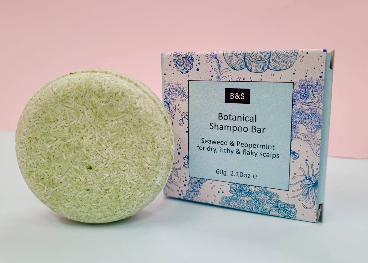 Botanical Seaweed & Peppermint Enriching Shampoo & Body Bar - Plastic Free Eco Shower Bars, 60g