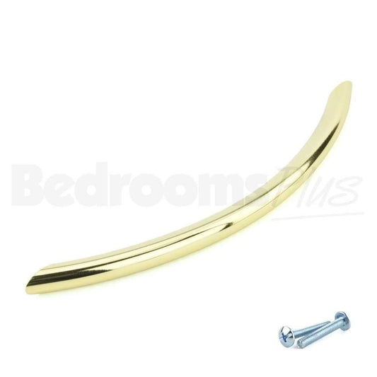 M4TEC Craignure O5 Polished Brass Bow Cupboard Door Handle – 128mm Hole Centres