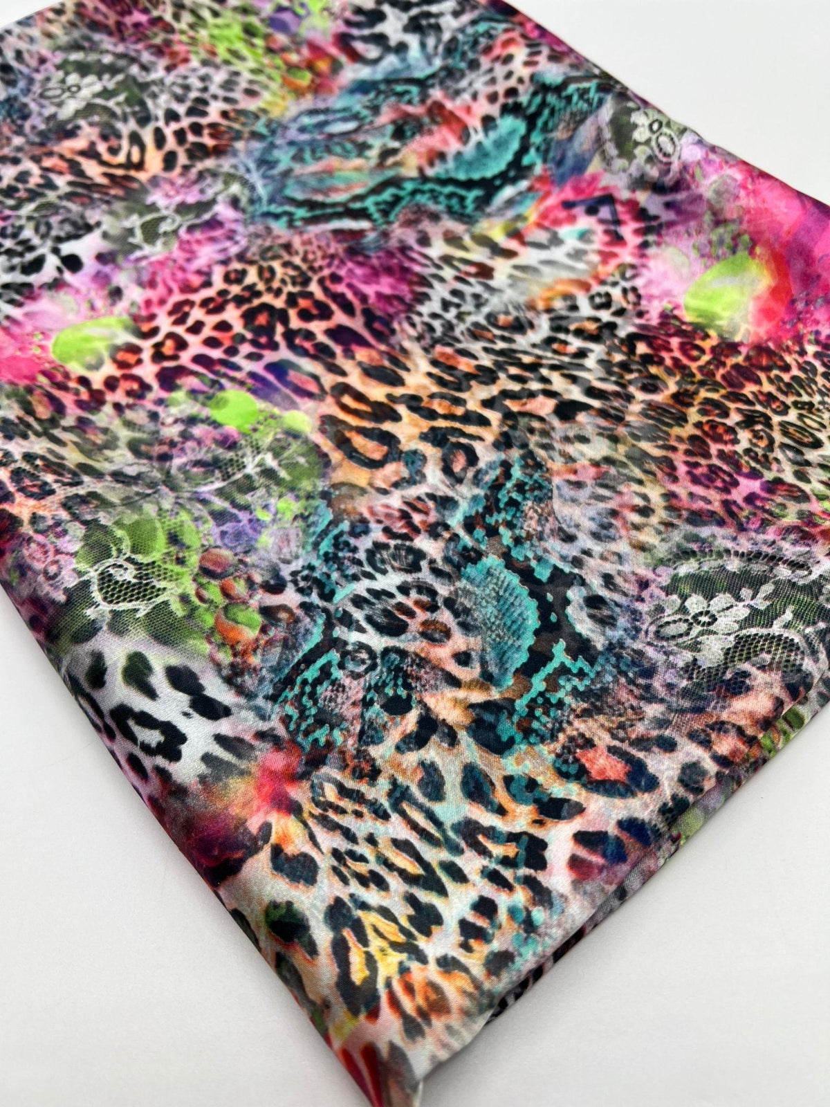 Bright Animal Floral Satin Dress Craft Fabric