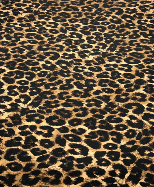 Brown Black Leopard Print Soft Touch 4 Way Stretch Fabric