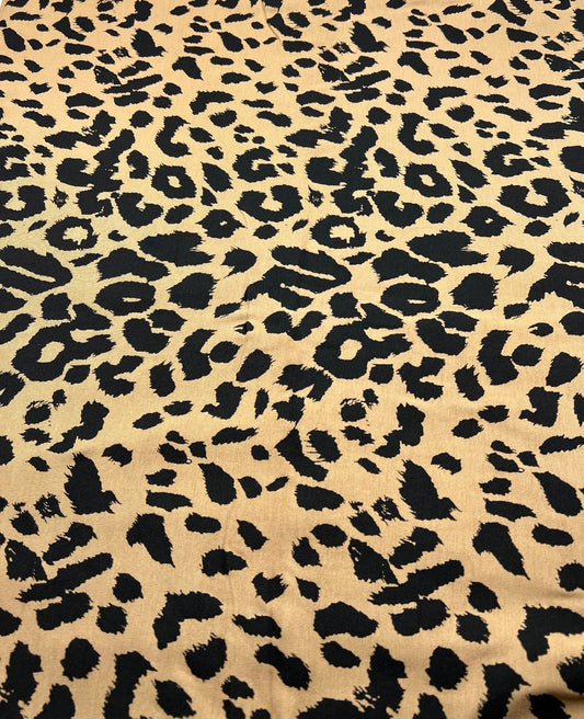 Brown Black Leopard Print Viscose Elastane Fabric