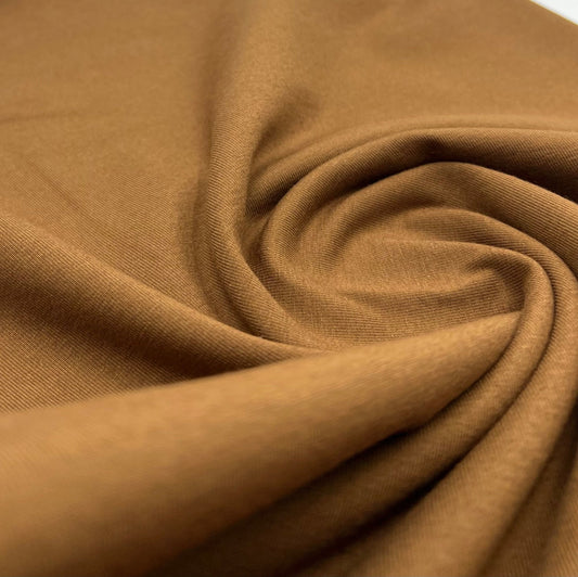 Brown Cotton Stretch Jersey 240 GSM 92/8 Lycra 4 Way Stretch
